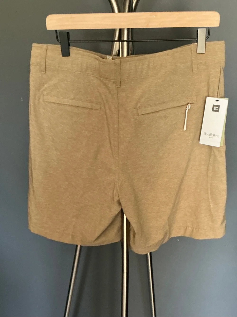 Tan Swim Flat-Front Stretch Shorts
